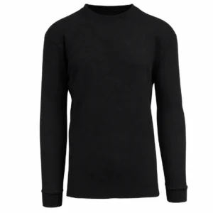 Long Sleeve Thermal Shirt waffle knit in black